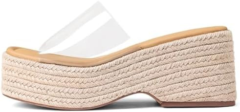 EQAUDES Platform Slip on Espadrille Sandals for Women Summer Wedges Slides -Flatform, Open Toe, B... | Amazon (US)