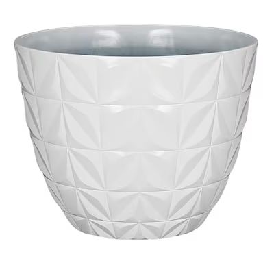 allen + roth 13.86-in W x 11.46-in H Geo White Resin Planter Lowes.com | Lowe's