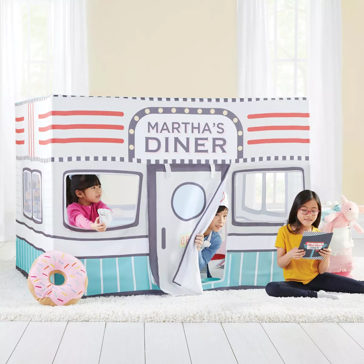 Martha Stewart Kids' Diner Play Tent: Children's Large Indoor Pretend Play Playhouse for Playroom... | Target
