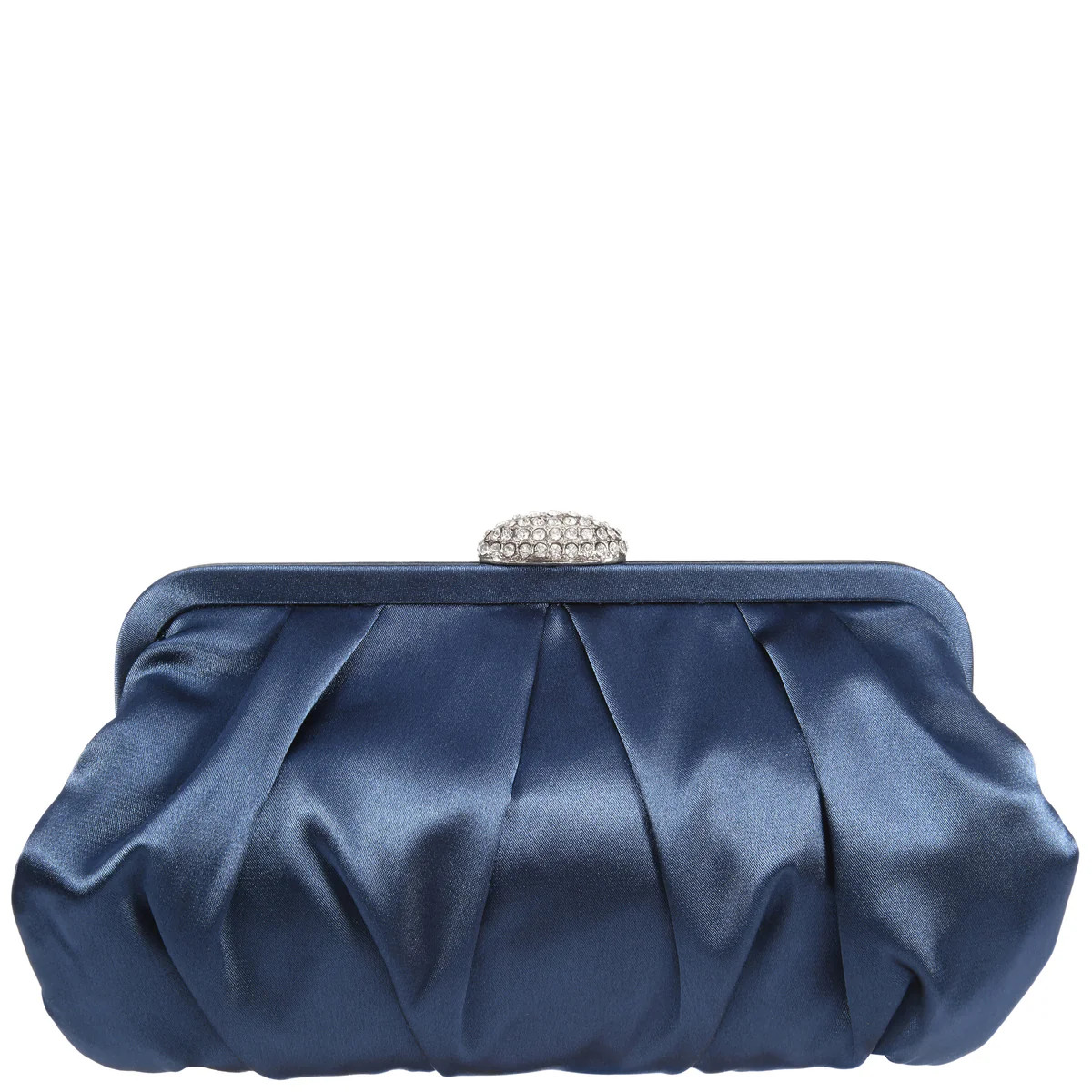 Womens Concord Navy Pleated Frame Clutch With Crystal Clasp | Nina Shoes | Nina Shoes