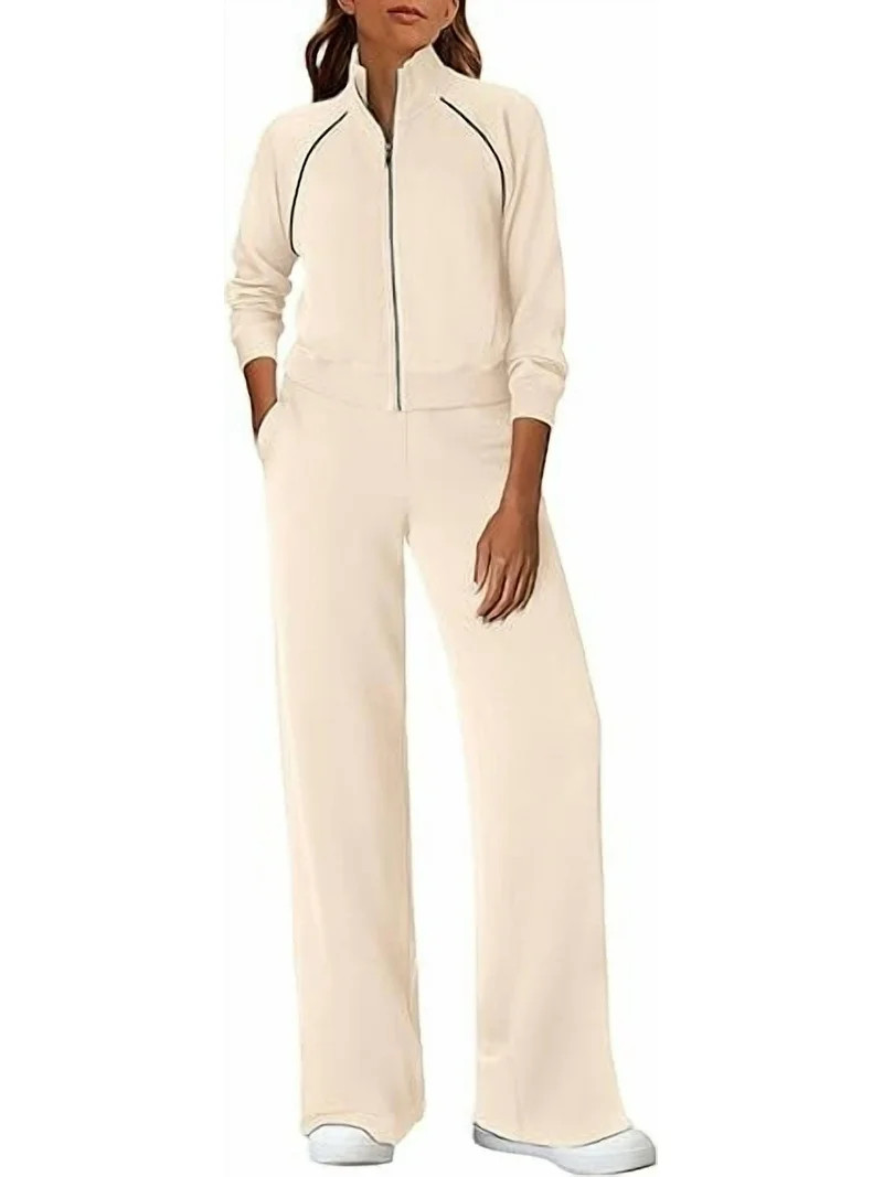 PRETTYGARDEN Womens 2 Piece Outfits Sweatsuits Fall Full Zip Sweatshirts Workout Pants Matching L... | Walmart (US)