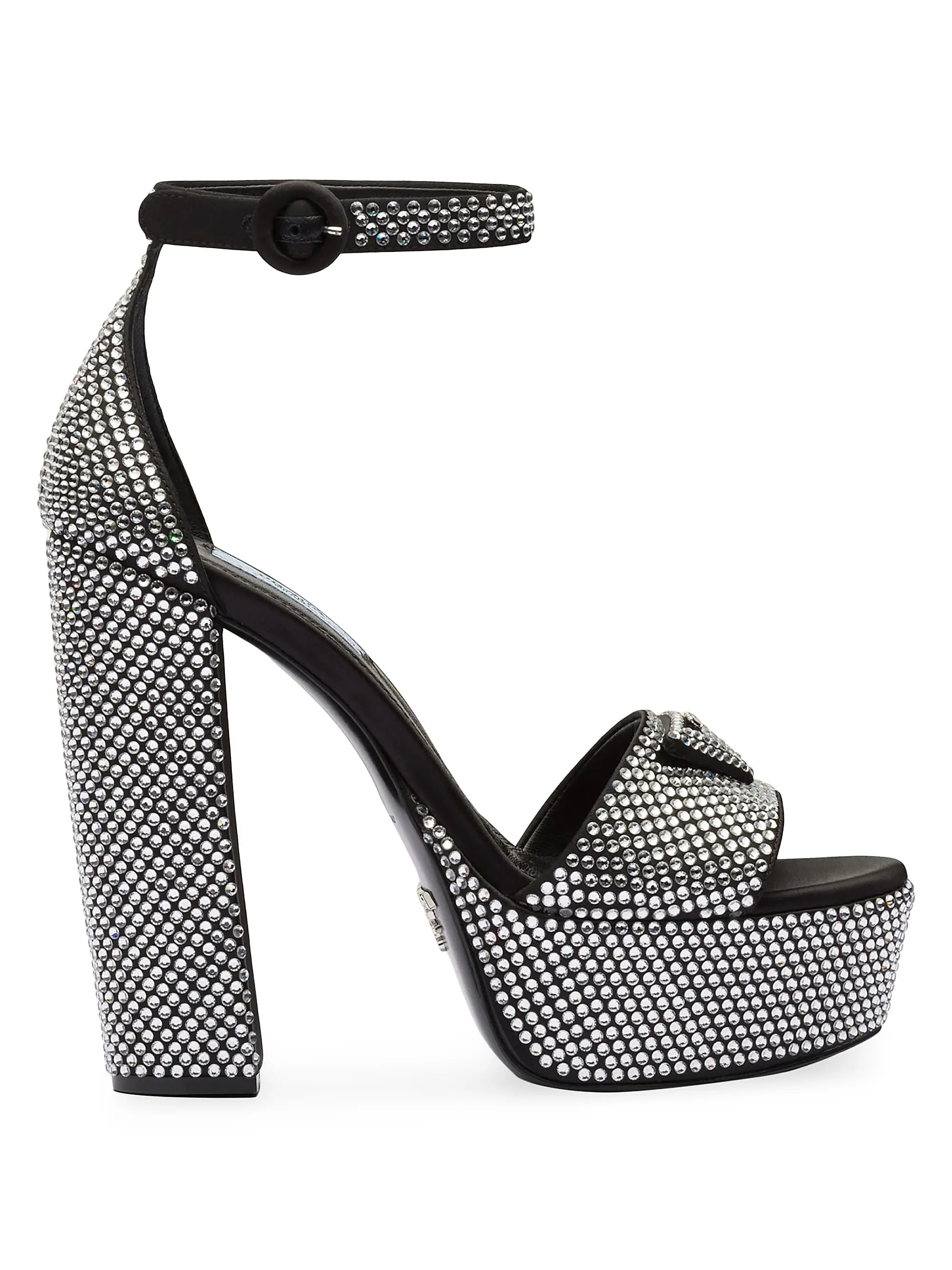 Satin Platform Sandals with Crystals | Saks Fifth Avenue