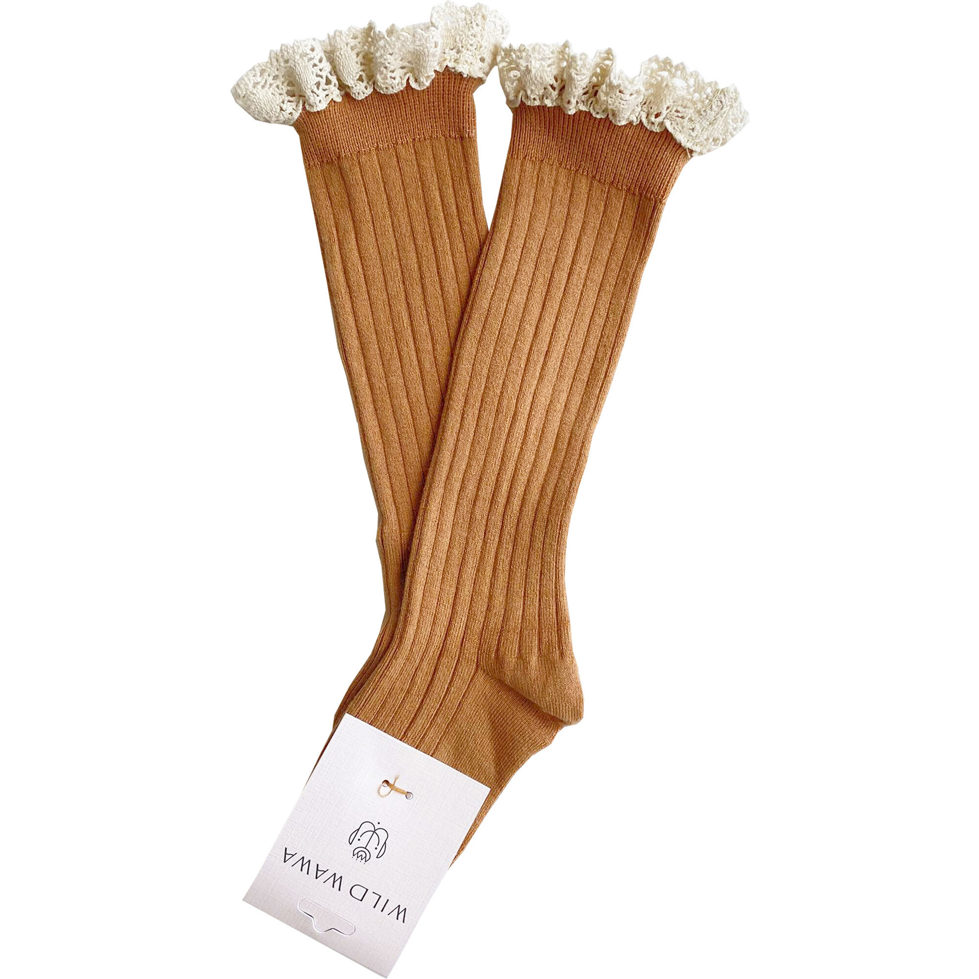 Lace Knee Socks, Orange | Maisonette
