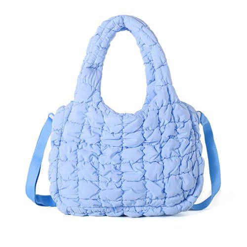 Puffer Tote Bag for Women Quilted Tote Bag Crossbody Carryall Bag Soft Puffy Hobo Handbag Puff Purse | Amazon (US)