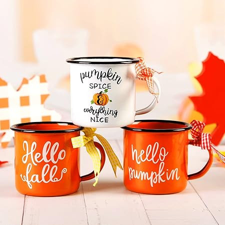 3 Autumn Thanksgiving Mini Coffee Mug, Pumpkin Mini Coffee Cups for Tiered Tray Decor Fall Center... | Amazon (US)