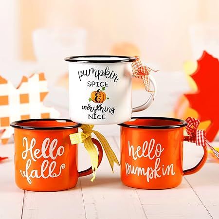 3 Autumn Thanksgiving Mini Coffee Mug, Pumpkin Mini Coffee Cups for Tiered Tray Decor Fall Center... | Amazon (US)