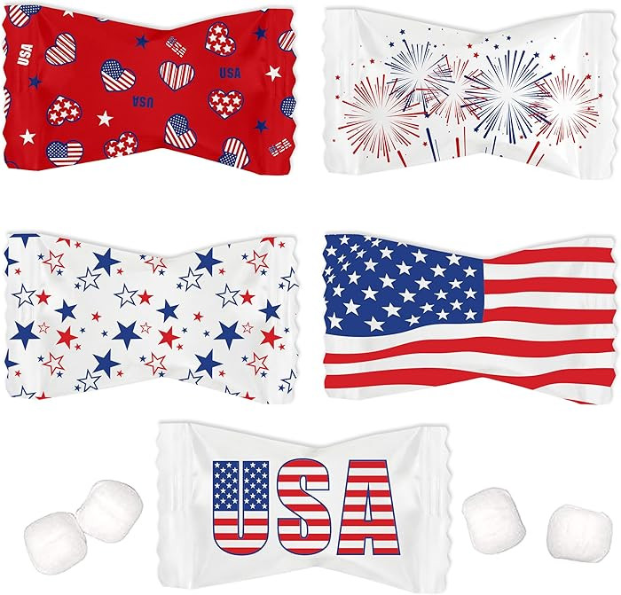 Patriotic Buttermint Candy 13 oz 100 Count Individually Wrapped Red White Blue Mints Fourth of Ju... | Amazon (US)