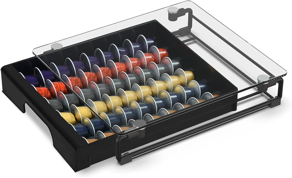 EVERIE Tempered Glass Holder Drawer Compatible with 54 Nespresso Originalline Capsules, Not Compa... | Amazon (US)