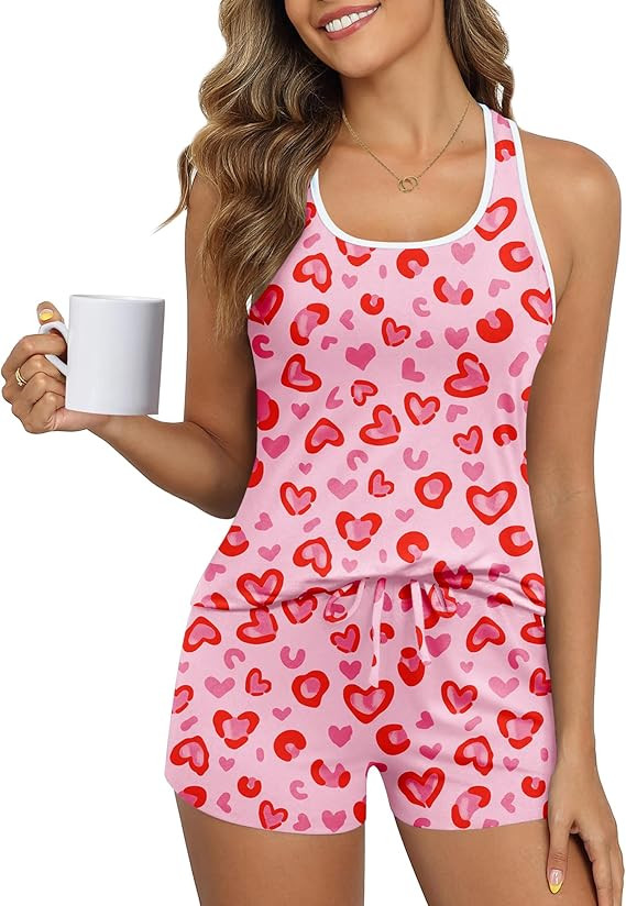 Ekouaer Womens Tank Top Pajama Set Comfy Sleeveless Sleepwear Racerback Cami and Shorts Pjs 2 Pie... | Amazon (US)