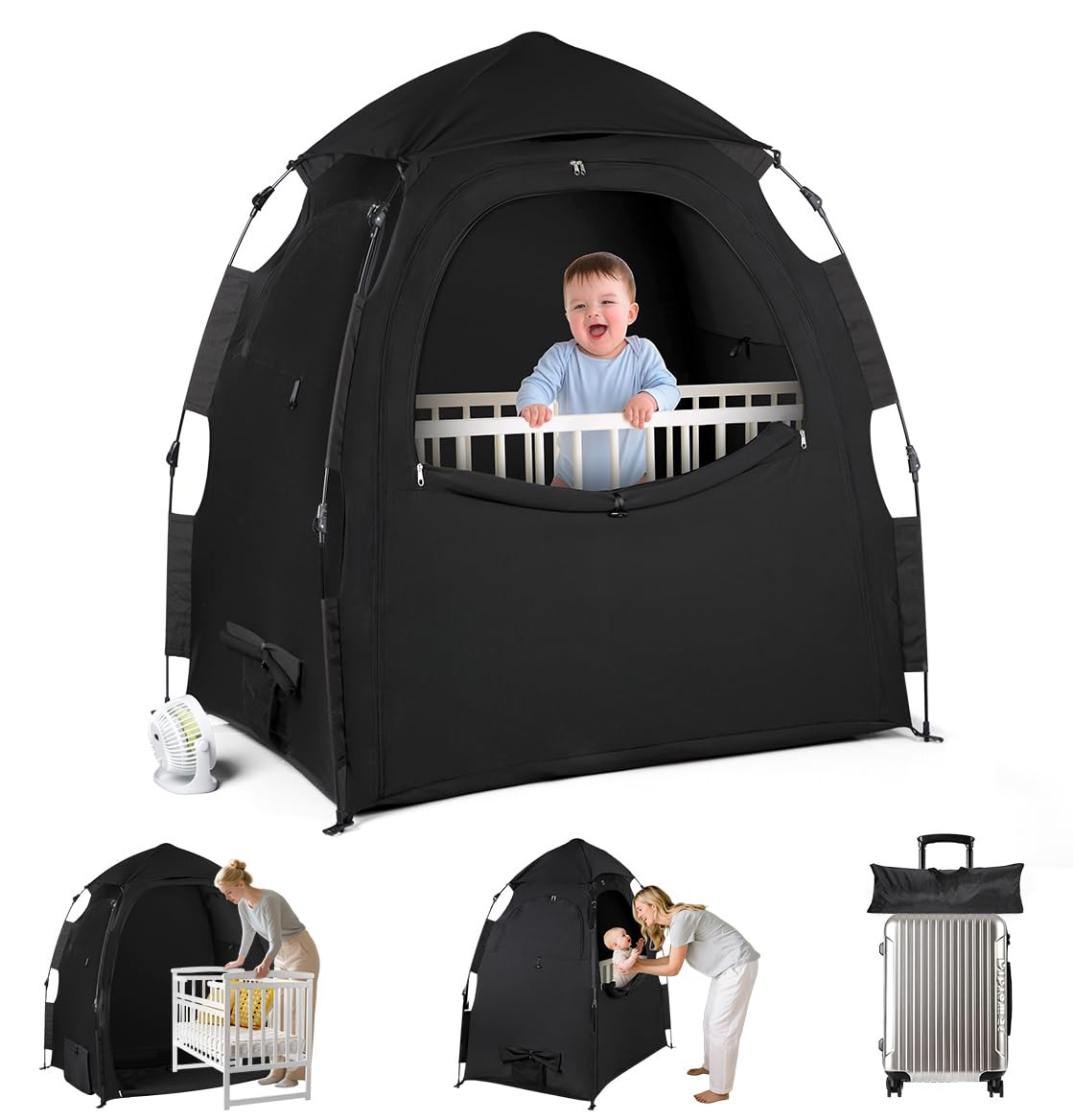 Blackout Tent for Pack and Play - Pack N Play Blackout Cover - 1-Click Setup Portable Sleep Pod w... | Amazon (US)