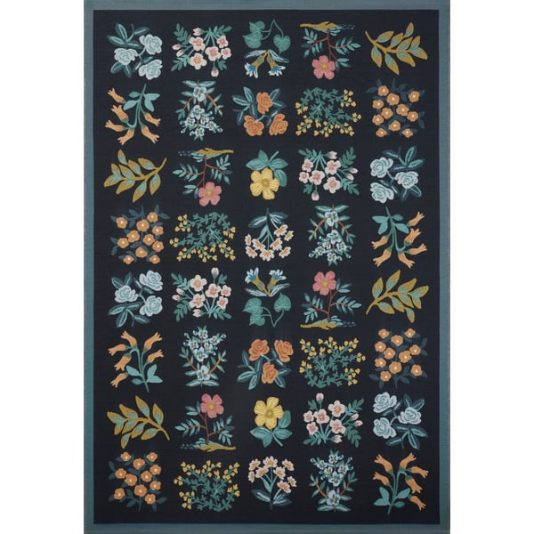 Perennial Wildflower (PRN-03) Black/Navy Outdoor Area Rug | Rugs Direct