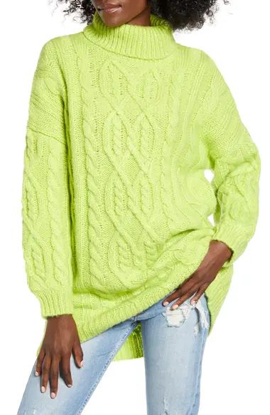 Oversized Neon Cable Turtleneck Sweater | Nordstrom