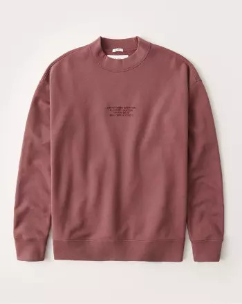 Abercrombie & Fitch Mens Mock Crew Sweatshirt in Paprika Red - Size S | Abercrombie & Fitch US & UK