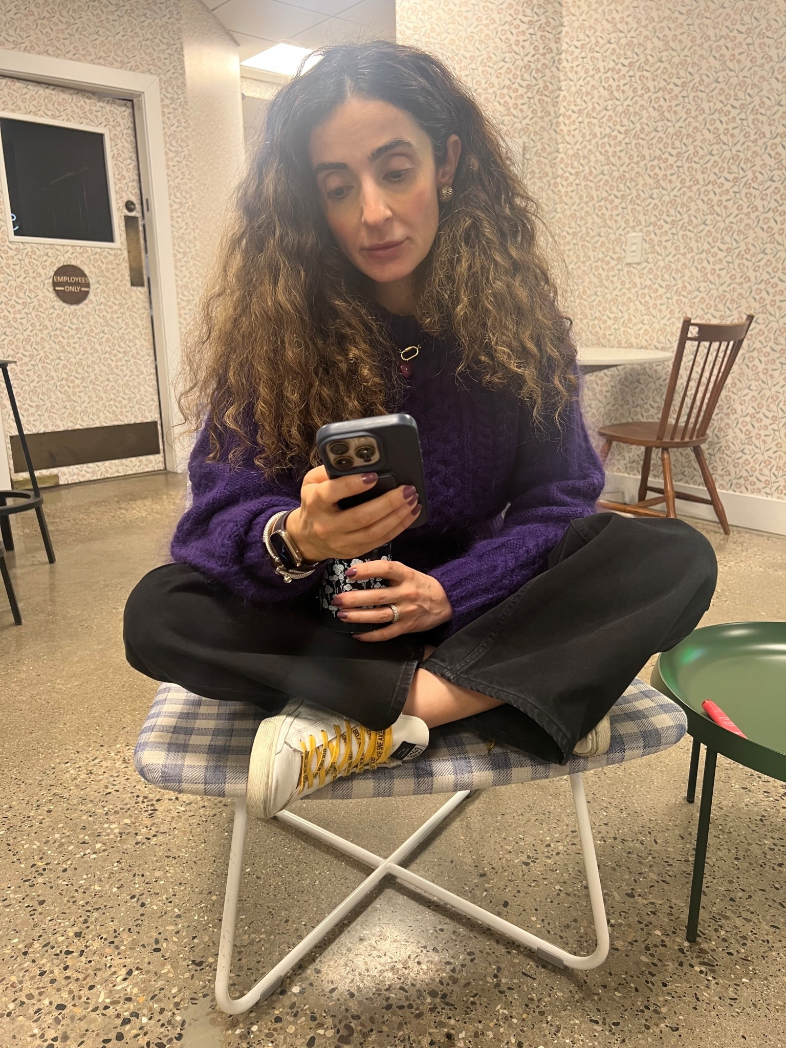 Purple sweater with black jeans. Coffee date outfit. 

#LTKootd #LTKmomlife #LTKOver40