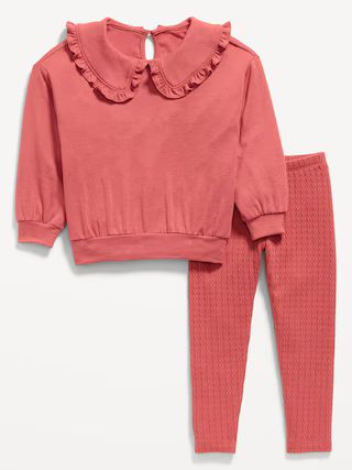 Cozy Ruffled Collar Sweatshirt and Leggings Set for Toddler Girls | Old Navy (US)