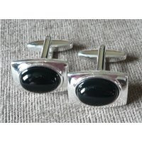 Black Onyx Cufflinks, Silver Plated Gift For Him | Etsy (US)