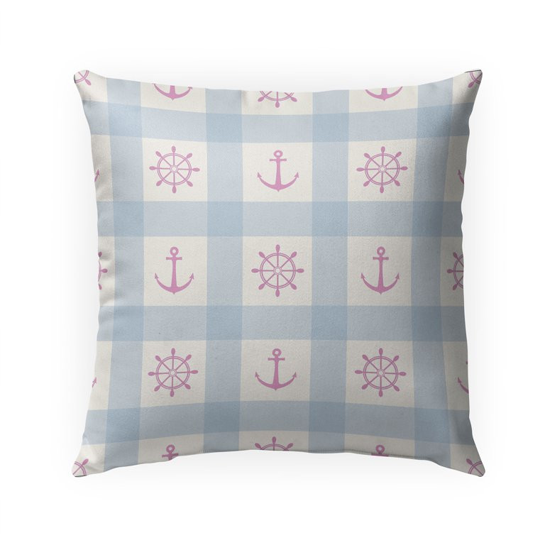 Anchor Galore Light Blue and Pink Outdoor Pillow by Kavka Designs | Walmart (US)