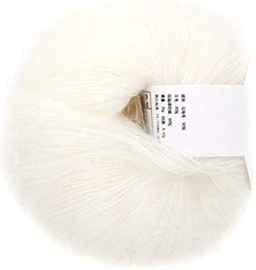 Popular Soft Mohair Knitting Angora Wool Yarn for DIY Knitting (with a Crochet)(White) | Amazon (US)