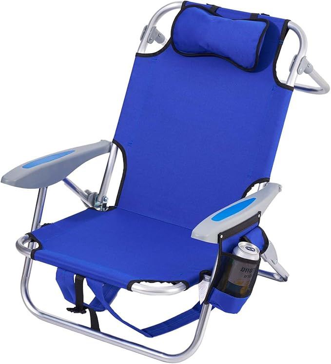 Portable Beach Chair for Adults, Outdoor Camping Chair Lay Flat Folding Backpack Beach Reclining ... | Amazon (US)