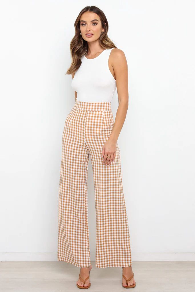 Gimmie Pants - Tan Gingham | Petal & Pup (US)