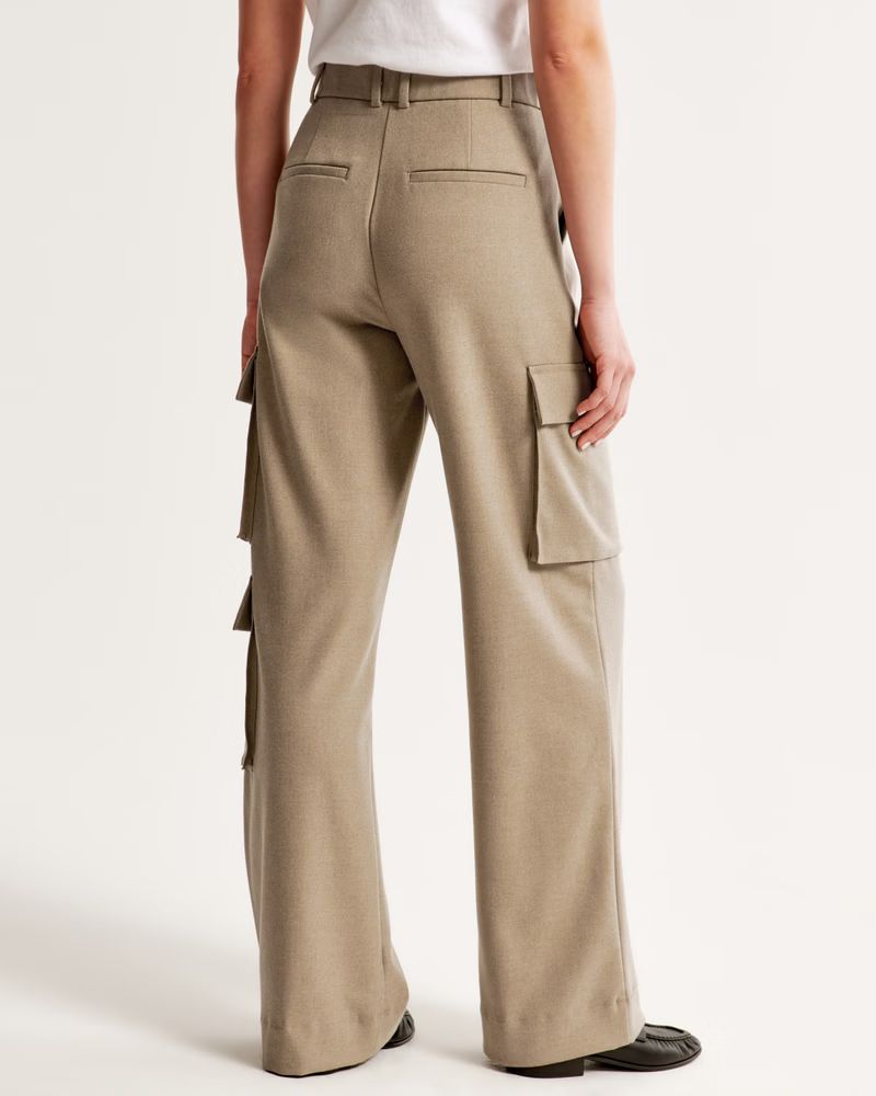 Women's Brushed Suiting Tailored Cargo Wide Leg Pant | Women's New Arrivals | Abercrombie.com | Abercrombie & Fitch (US)