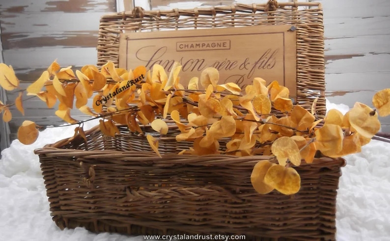 Golden Eucalyptus Stem - Artificial Silk Flowers - Foliage - Wedding Bouquets - Faux Arrangements... | Etsy (US)
