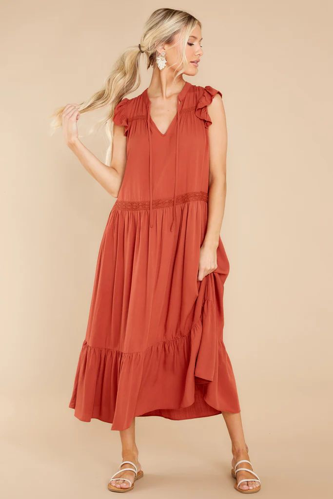 No Greater Feeling Rust Midi Dress | Red Dress 