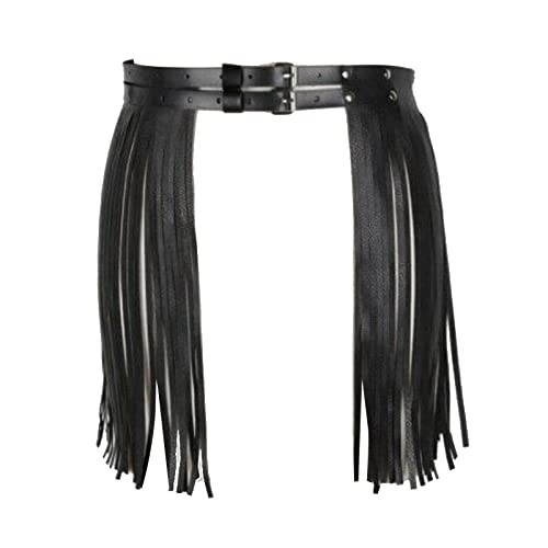 Degpum Fringe Belt for Women Leather Tassel Belt,Women Punk Waist Belt,Wide Tassel Waist Belt for Women,Fringe Dress Belt,Vintage PU Leather Waistband Belt Rocker Dance Performance Costume | Amazon (US)