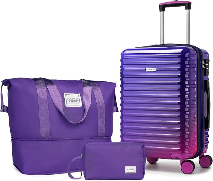 LARVENDER Carry on Luggage 22x14x9 Airline Approved, Expandable 20 Inch Hardside Suitcase with Wh... | Amazon (US)