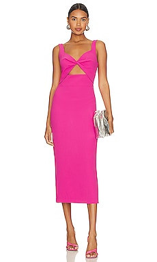 Bardot Maja Midi Dress in Pop Pink from Revolve.com | Revolve Clothing (Global)