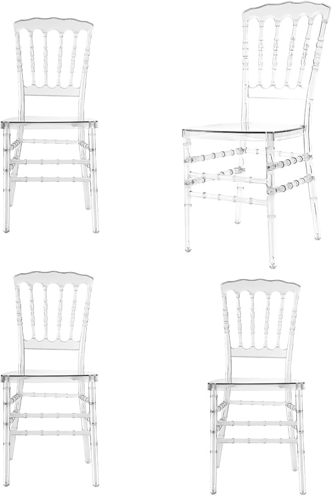 Set of 4 Stackable Chiavari Chairs, Clear Dining Chairs for Wedding Party | Amazon (US)