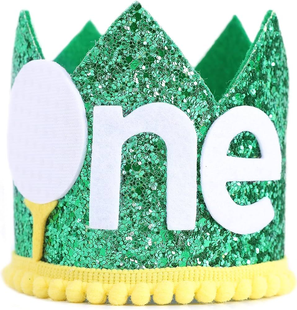 WAWUO Golf Birthday Crown For First Birthday Party - First Birthday Hat For Photo Booth Props, Be... | Amazon (US)