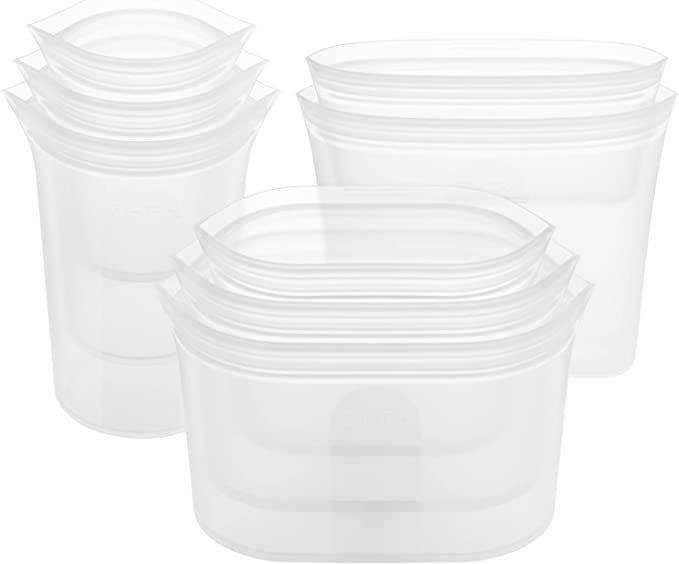 Amazon.com: Zip Top Reusable Food Storage Bags | Full Set of 8 [Frost] | Silicone Meal Prep Conta... | Amazon (US)