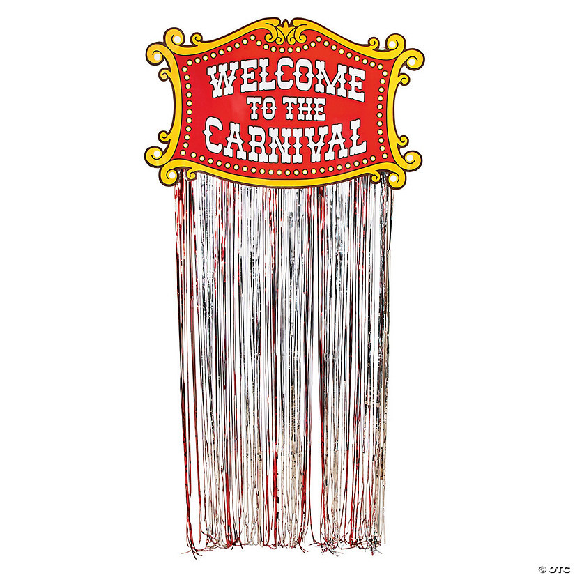 46" x 89" Welcome to the Carnival Foil Streamer Door Curtain | Oriental Trading Company