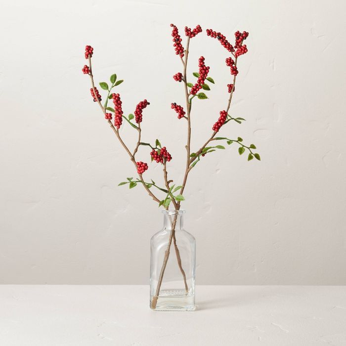 Faux Red Berry Stems Glass Arrangement - Hearth & Hand™ with Magnolia | Target