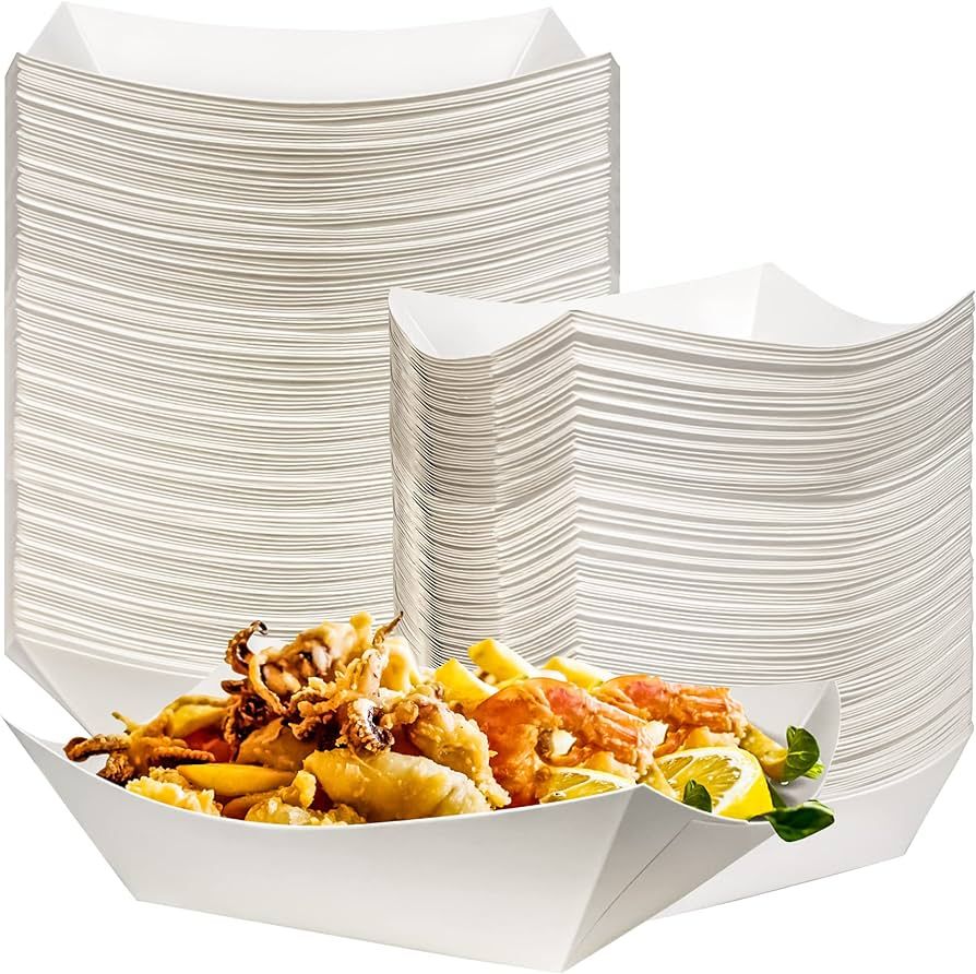 MotBach 100 Pack 2lb Kraft Paper Food Trays, Waterproof Heavy-Duty Paper Food Boats Disposable Se... | Amazon (US)
