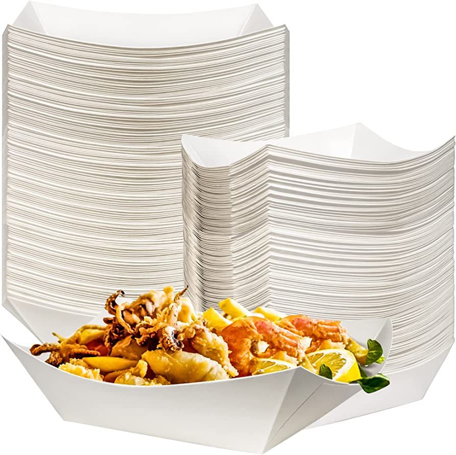 MotBach 100 Pack 2lb Kraft Paper Food Trays, Waterproof Heavy-Duty Paper Food Boats Disposable Se... | Amazon (US)
