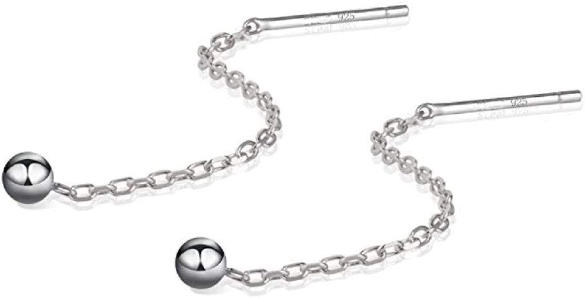 Adabele Authentic 925 Sterling Silver Cute Threader Earrings Long Chain Tassel Drop Hypoallergeni... | Amazon (US)