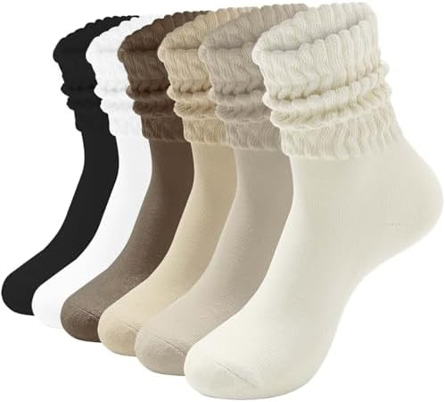 HAVE A TREE 3-6 Pack Women's Slouchy Crew Socks - White Cushioned Scrunch Boot Socks Size 5-11 | Amazon (US)