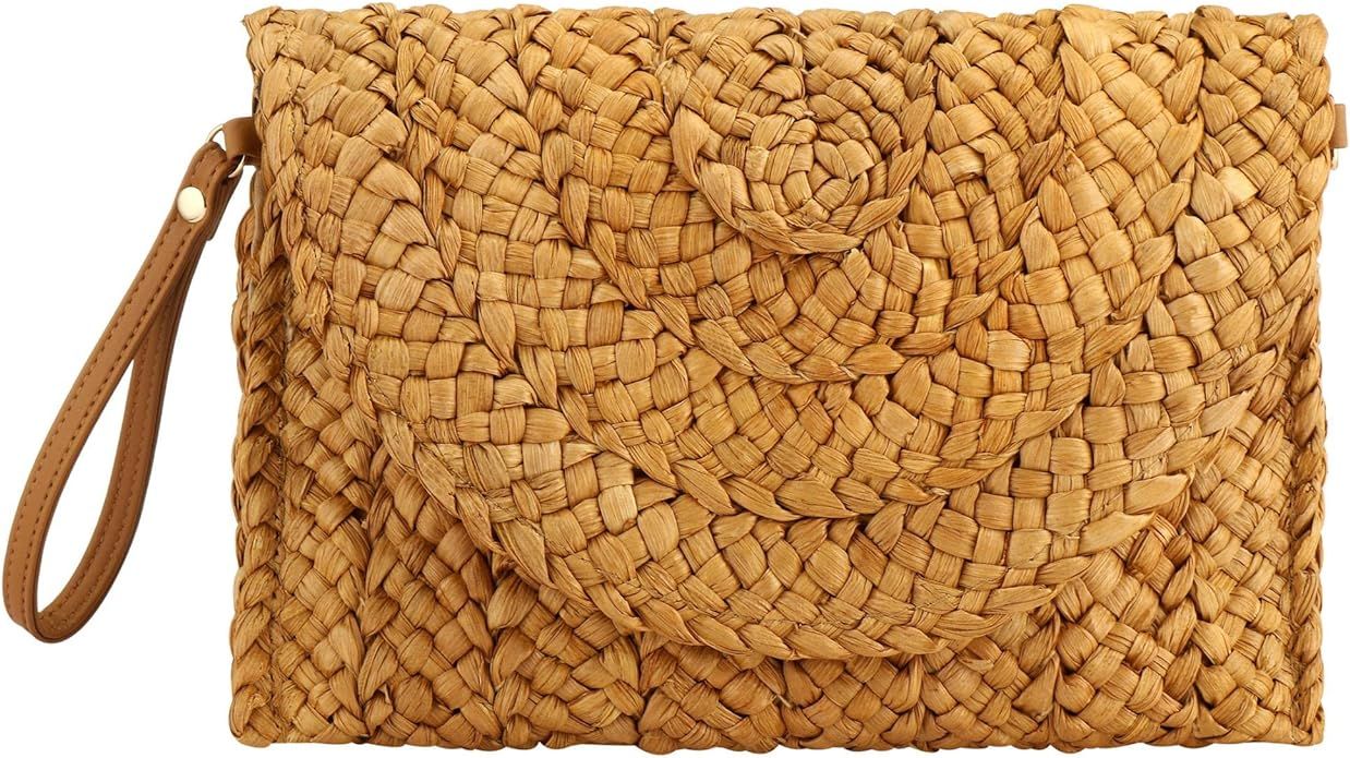 Summer Straw Clutch Envelope Woven Shoulder Bag Crossbody Handbag Purse Wallet for Women | Amazon (US)
