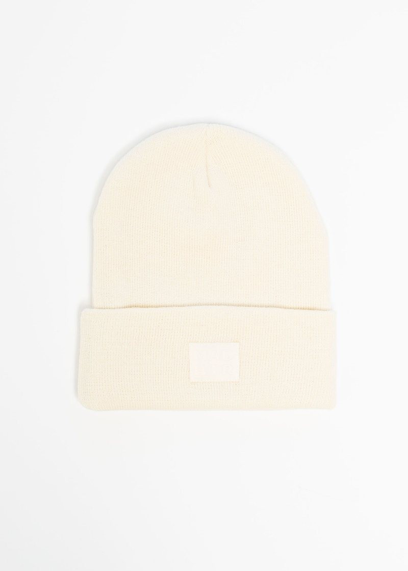 Adult Mad Hatter Knit Cuff Beanie - Cream | Alice & Wonder