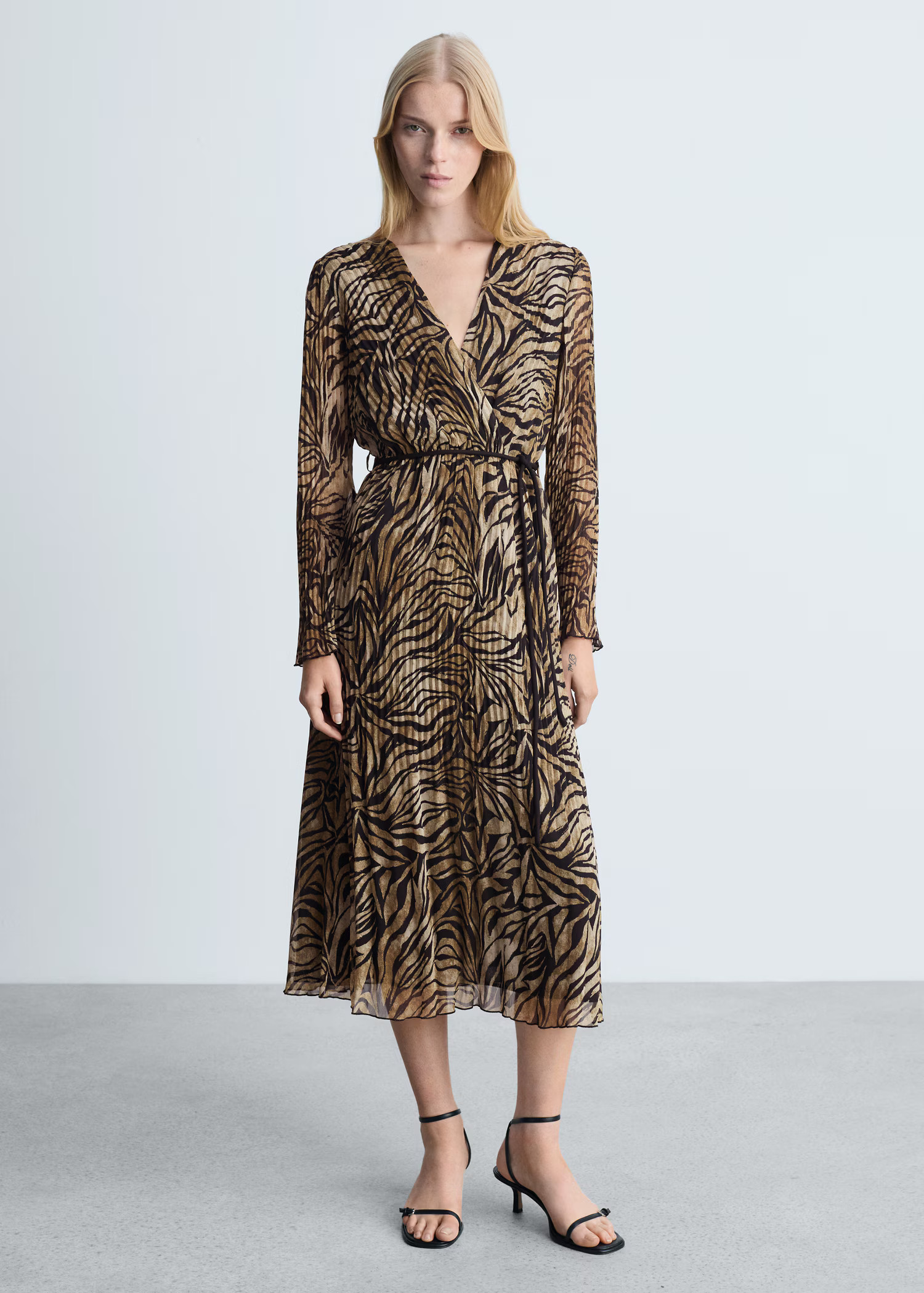 Leopard-print dress with bow | MANGO (US)