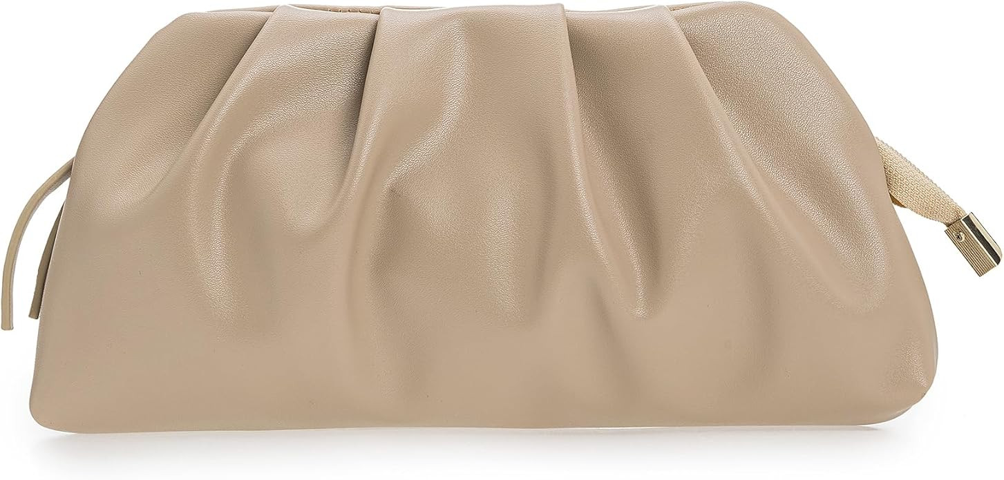 CHARMING TAILOR Chic Soft Vegan Leather Clutch Bag Dressy Pleated PU Evening Purse for Women | Amazon (US)