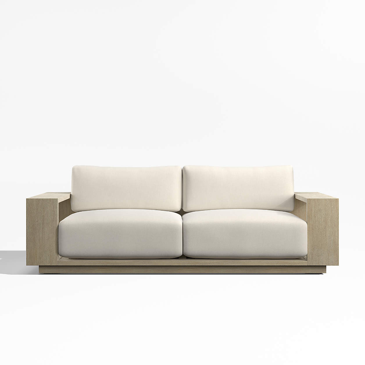 Mallorca 85" Wood Outdoor Sofa with Ivory Cushions | Crate & Barrel | Crate & Barrel