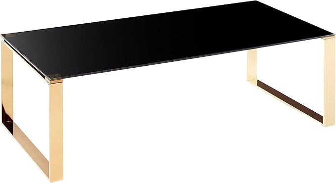 Cortesi Home Remini Coffee Table, Gold Metal and Black Glass | Amazon (US)