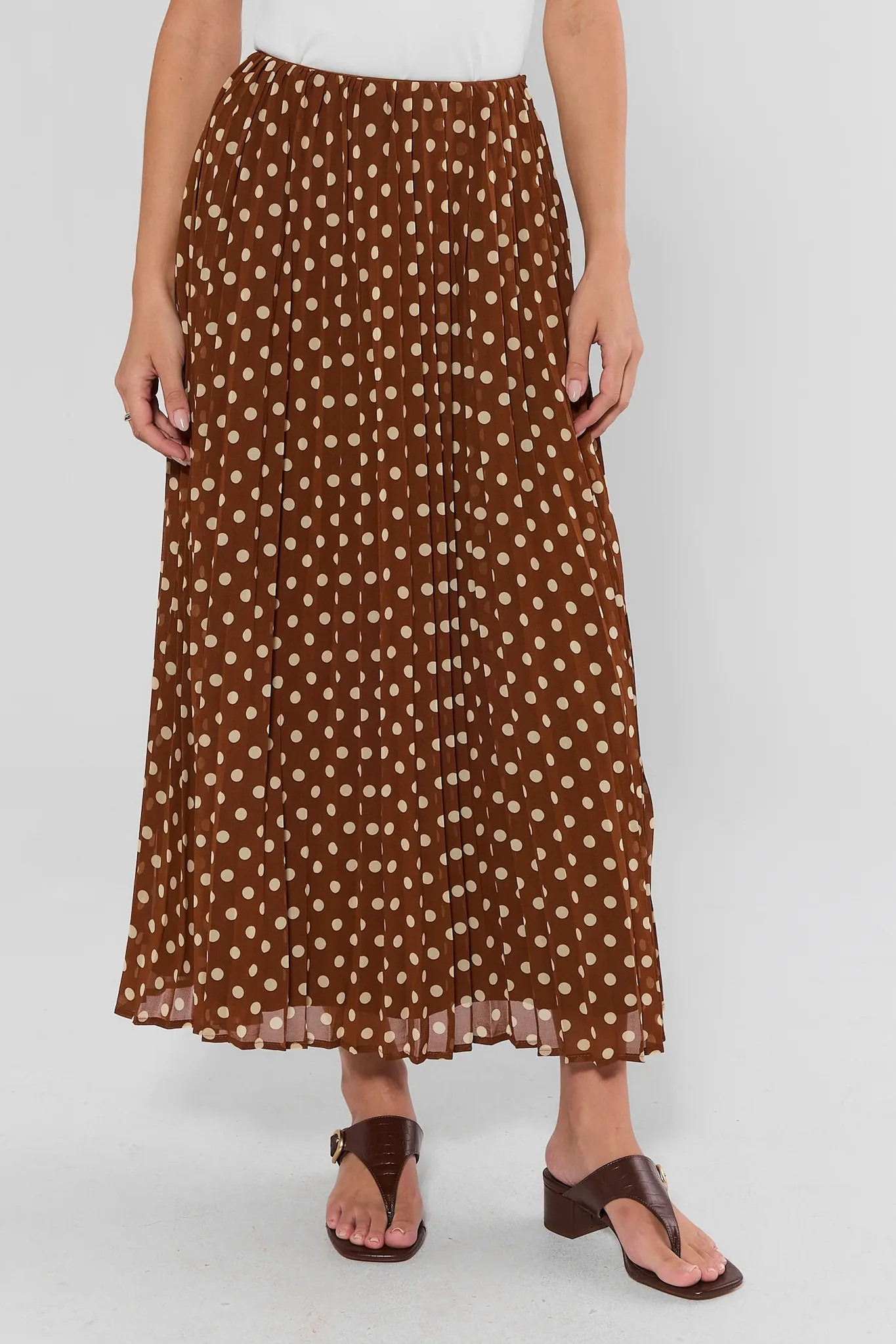 Brown Polka Dot Maxi Skirt | Avara