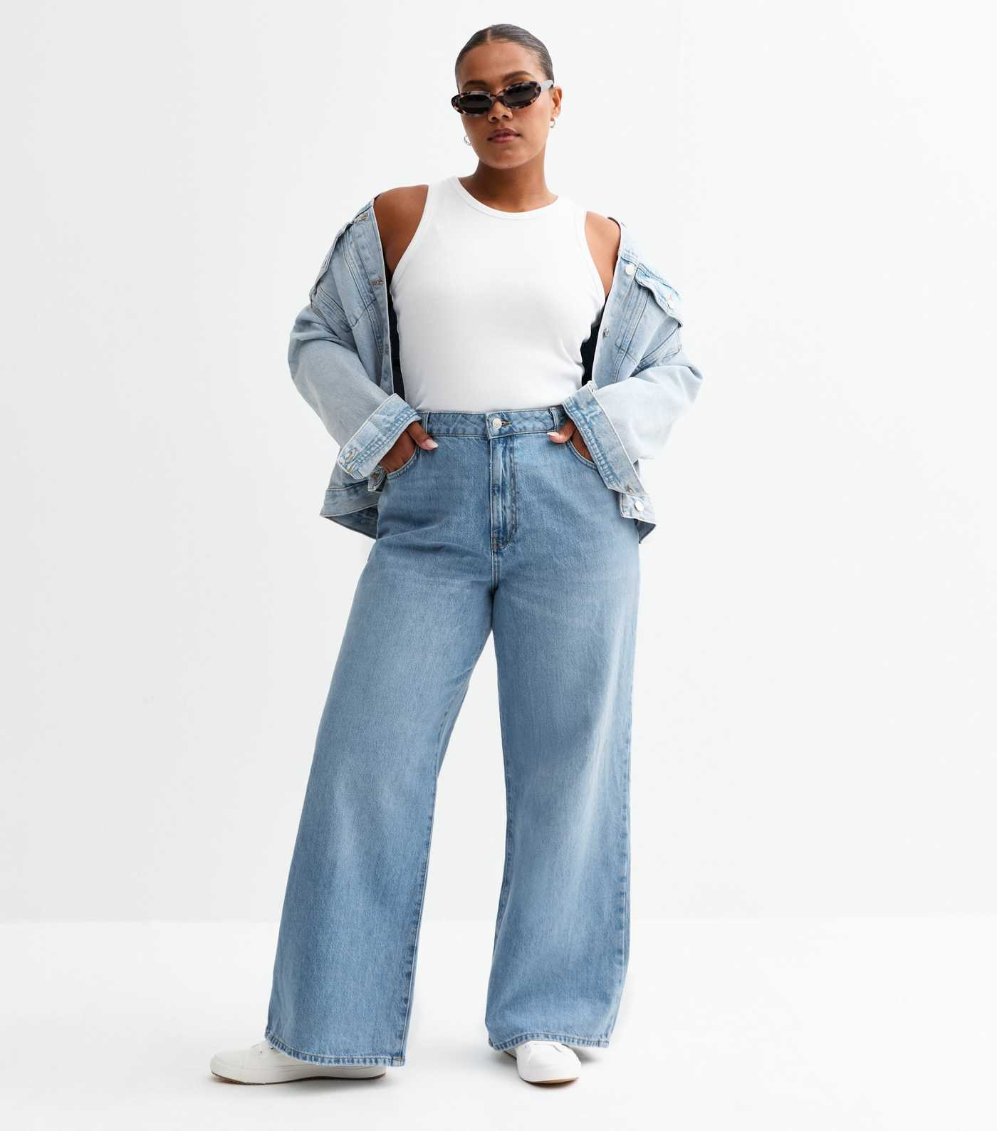 Blue Adalae High-Waist Wide Leg Jeans | New Look | New Look (UK)