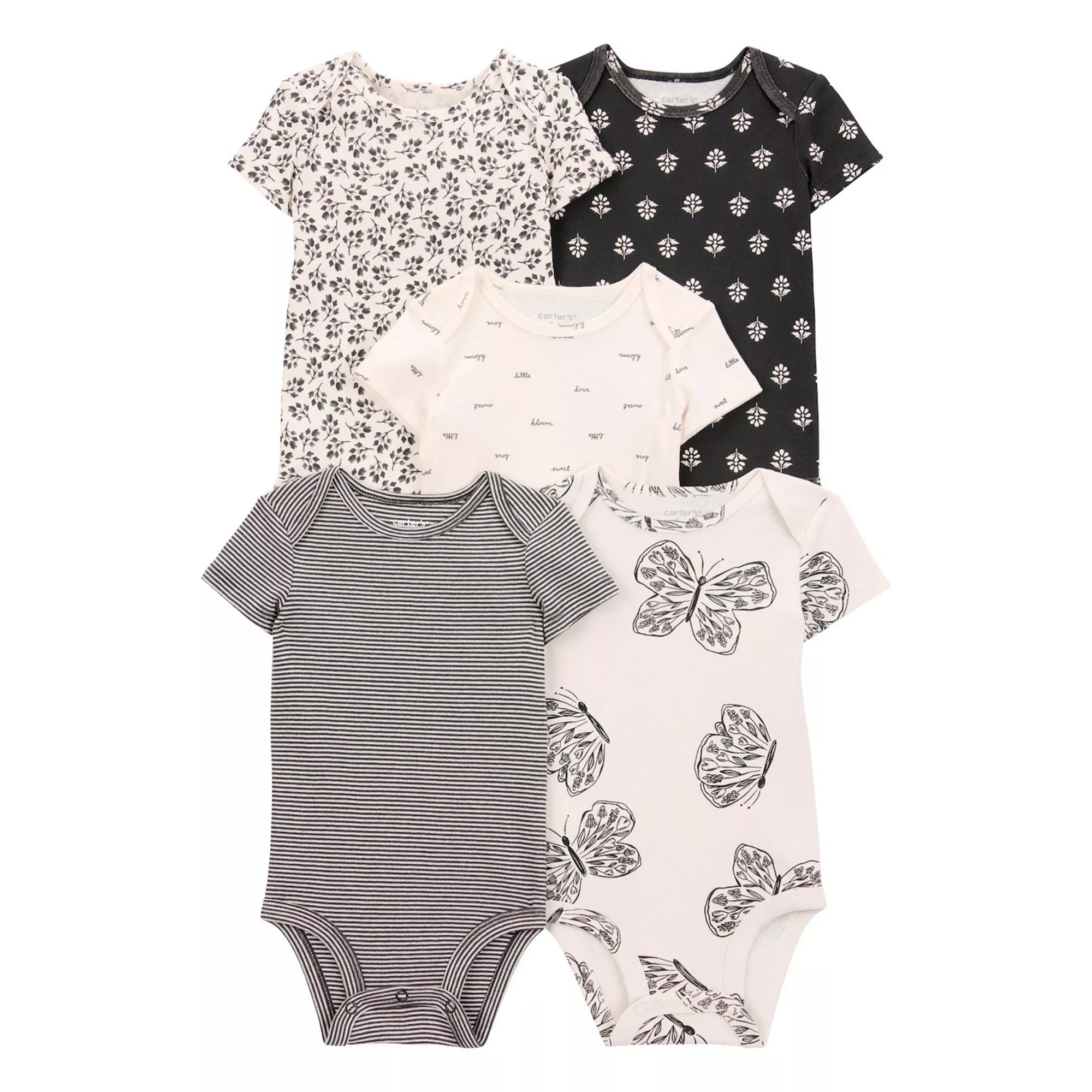 Baby Girl Carter's 5-pk. Striped Butterfly Short Sleeve Bodysuit Set | Kohl's