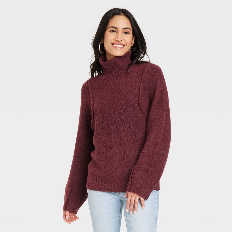 Women's Mock Turtleneck Seam Front Pullover Sweater - Universal Thread™ | Target