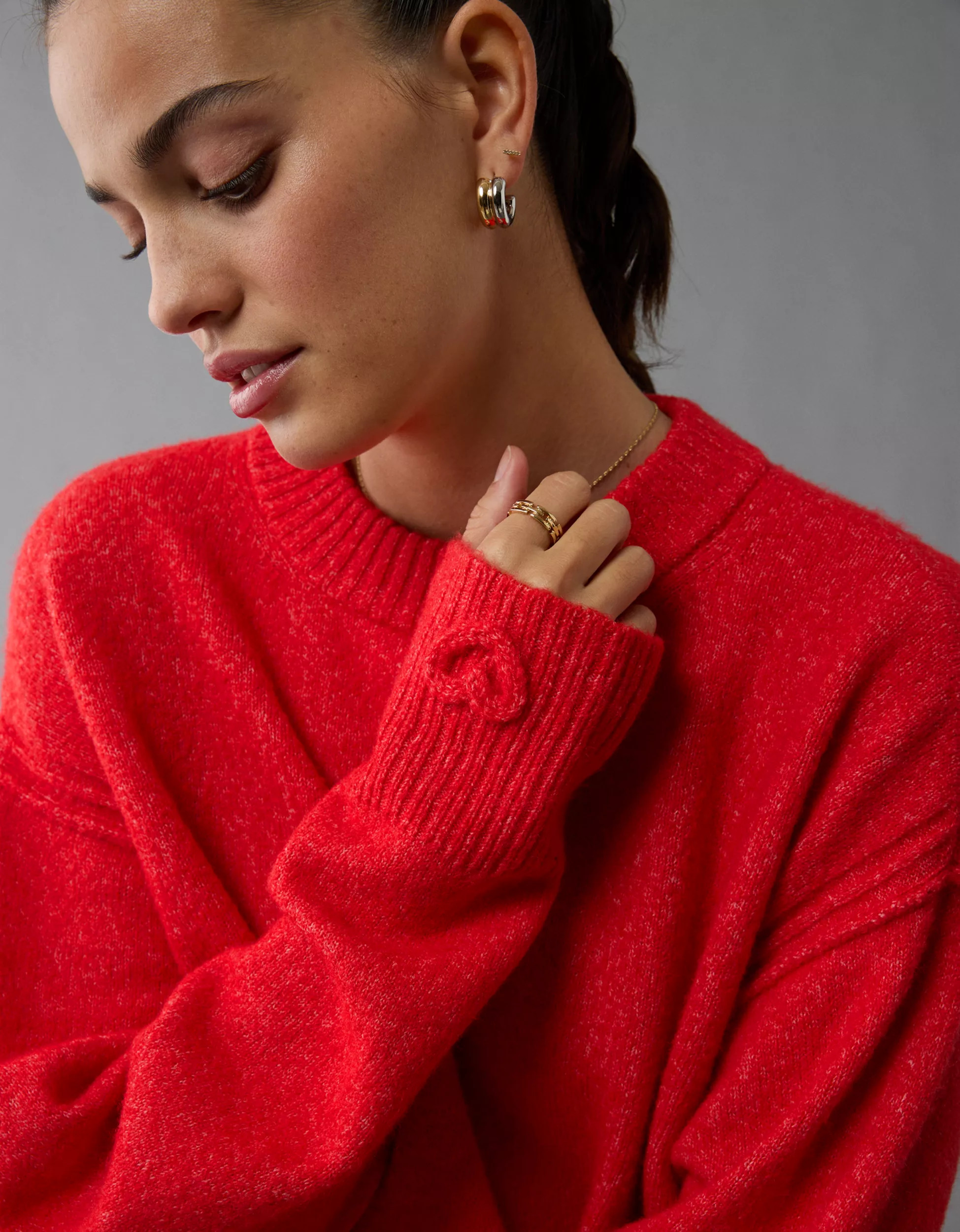 AE Whoa So Soft Valentine's Day Crew Neck Sweater | American Eagle Outfitters (US & CA)